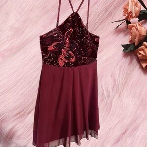 Lulu's Plum Sequin Halter Babydoll Dress